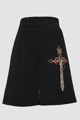 Black Vintage Night Command Rose Thorns Embroidery Ouji Lolita Shorts